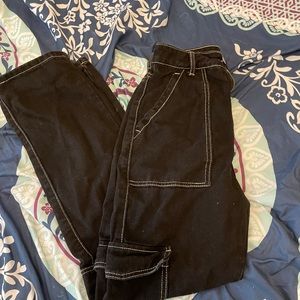 shein black cargo jean (white stitched)